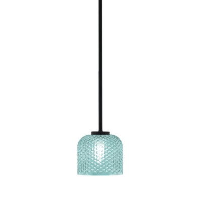 Mini-luminaire suspendu 1 lumière Amarmula, finition noir mat, abat-jour conique en métal noir mat 7 po