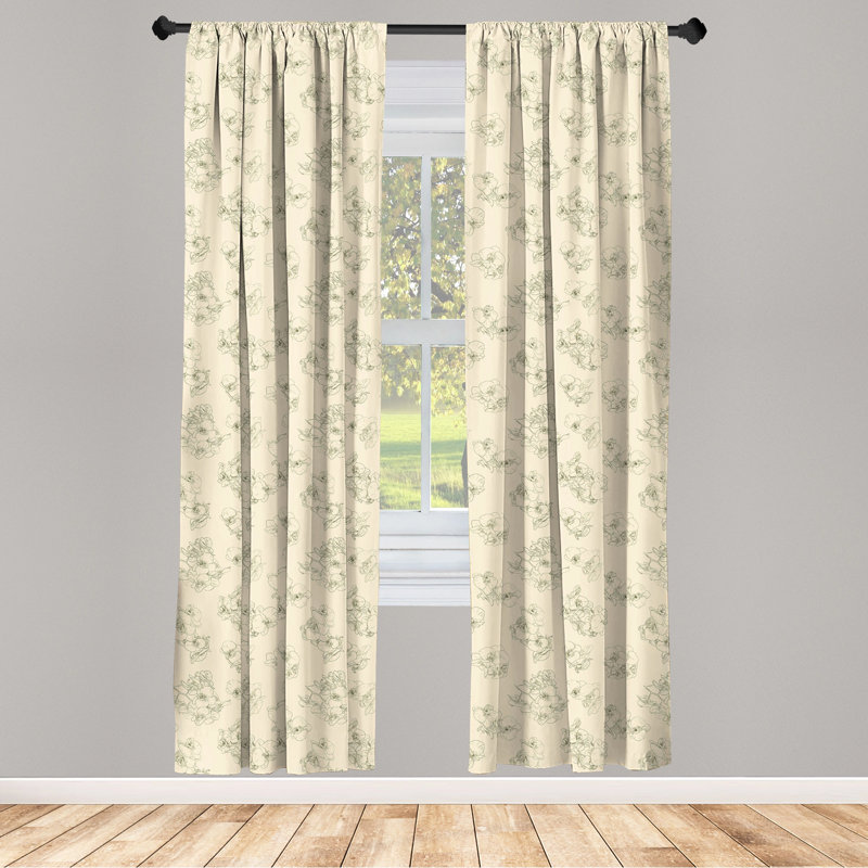 Floral Semi-Sheer Rod Pocket Curtain Panels, 28" x 84"