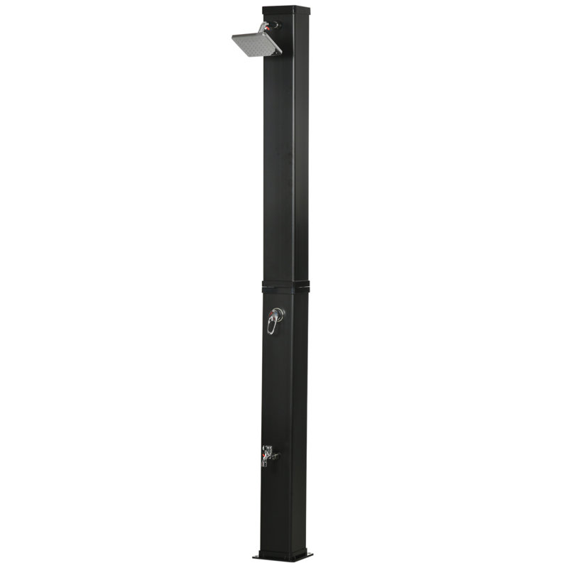 Douche chauffante solaire 10,6 gallons Outsunny avec pomme de douche à rotation libre, réglage de la température et douche au pied, douche extérieure à 2 sections pour le spa de la piscine, 7 pi