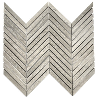 Wooden Gray Cheveron 0.8x4.75 Honed Mosaic