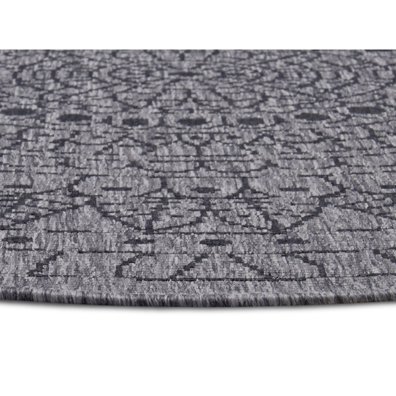 Porto Grey/Cream Reversible Rug, Round 140cm
