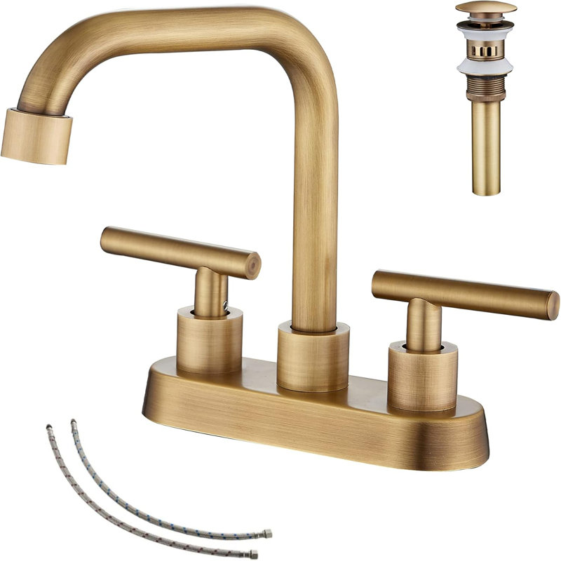 66396- Centerset 4Inch Bathroom Sink Faucet, Antique Brass