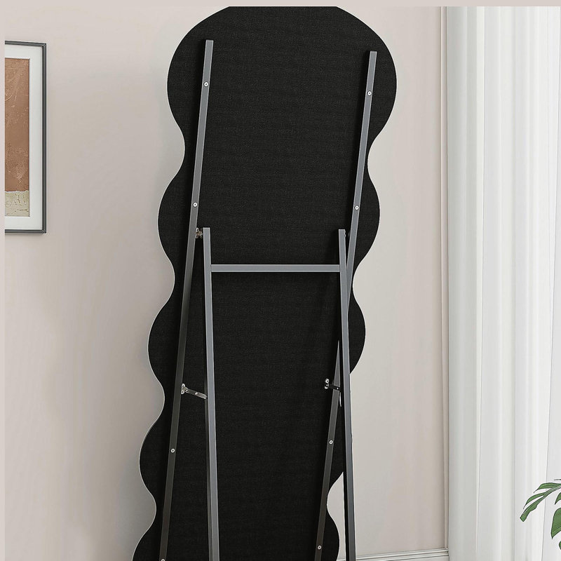 Flannel Full Length Wave rose Floor Mirror with Stand for Bedroom living room Hanging or Against The Wall, Rose