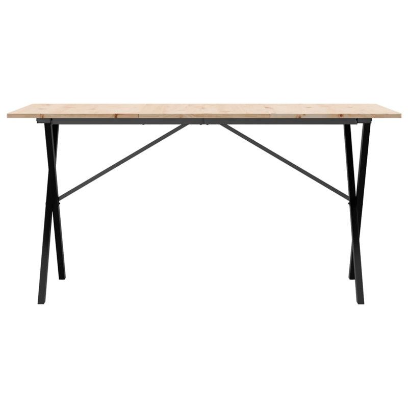 vidaXL Dining Table X-Frame Solid Wood Pine and Steel, 75cm H x 160cm L x 80cm W