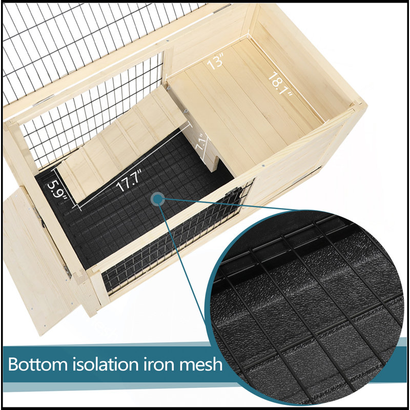 Cage à lapin en bois pour petits animaux avec plateau en plastique