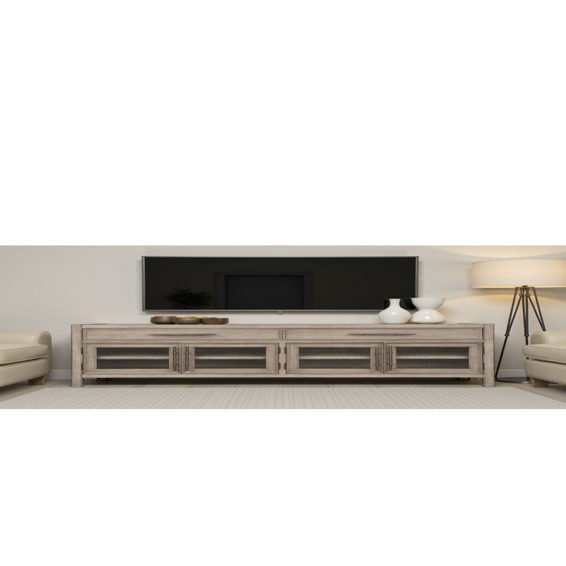 Console de meuble télé 65 pouces, aucun assemblage requis, finition chêne blanc