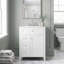 Ensemble de meuble-lavabo autoportant en MDF 24 po blanc avec lavabo en céramique, poignées en métal, porte à fermeture en douceur, support de rangement-1557900785