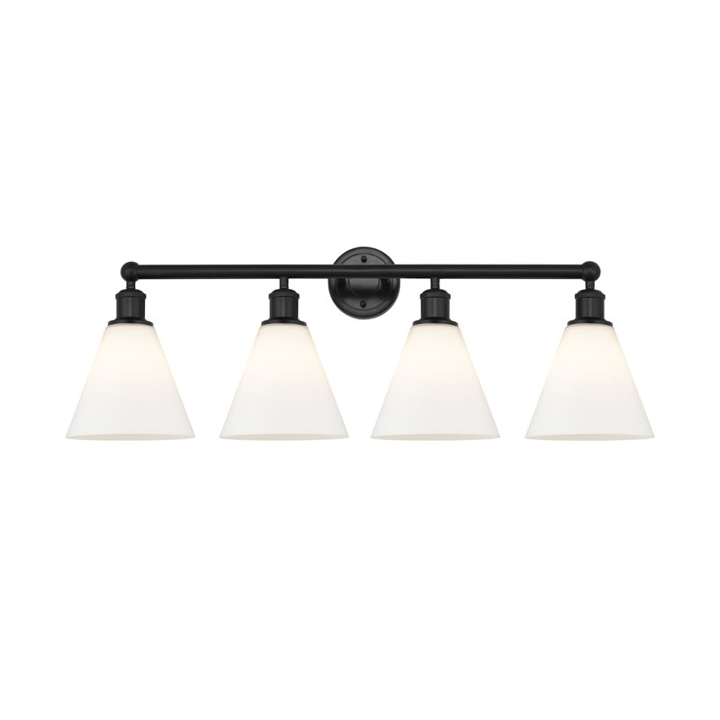 Éclairage de salle de bain à intensité variable à 4 lumières Mallery, Blanc mat, Noir mat