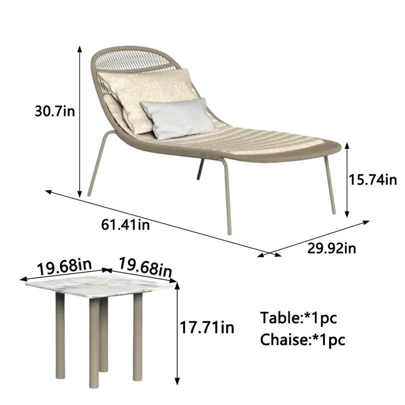 Chaise longue d'extérieur en tissu tissé avec structure en aluminium