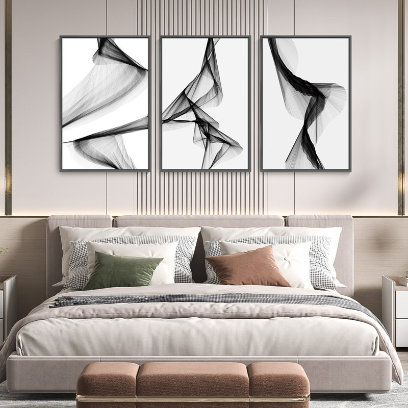 "Abstract Lines", art mural encadré en aluminium, Cadre noir, H 24,3 po x l 48,3 po x P 1,65 po