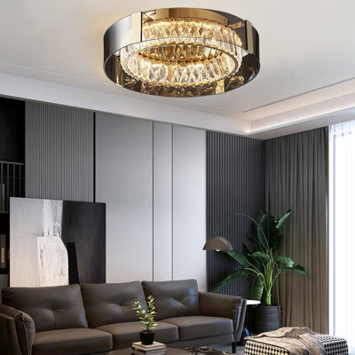 Crystal Dimmable Ceiling Lights 3 Modes LED Flush Mount Light with Remote Control