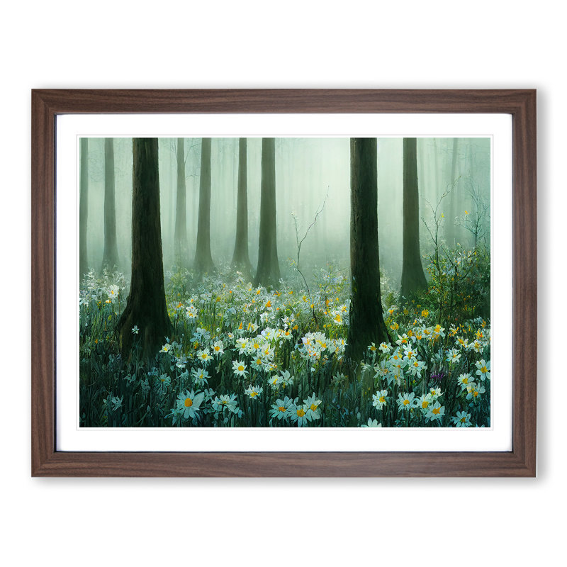 Adorable Spring Forest - Single Picture Frame Print, 34cm H x 46cm W x 2cm D, Walnut Framed