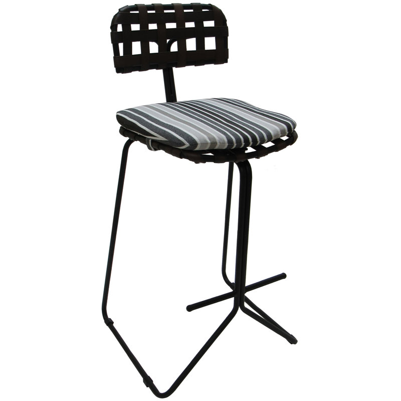 Tabouret de bar en métal avec coussin Ayyash, Noir, Grey