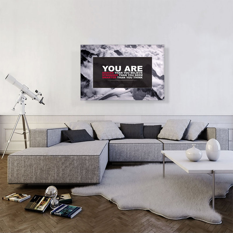 «You Are Braver Stronger Smarter Motivational», reproduction d'art sur toile tendue, H 26 po x l 40 po x 1,5 po