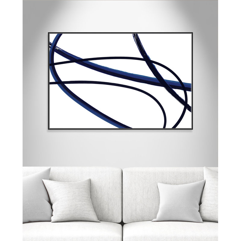 «Brush in Motion - Indigo II - Floater Frame», reproduction d'art sur toile, H 12 po x l 16 po x P 2 po, Cadre noir