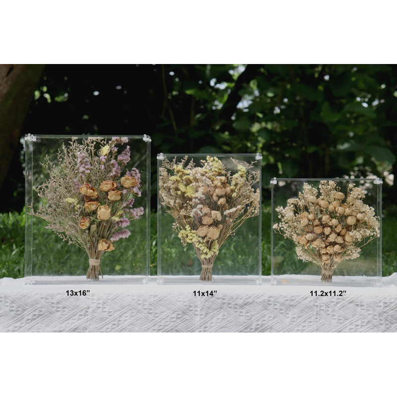 13X16 Acrylic Shadow Box, Assemble Display Case, DIY Tabletop/Wall Mount Display Frame, All Clear Memory Box For Dried Flowers/Kids Room/Birthday/Wedding/Party(13X16x3”, Assemble Frame)