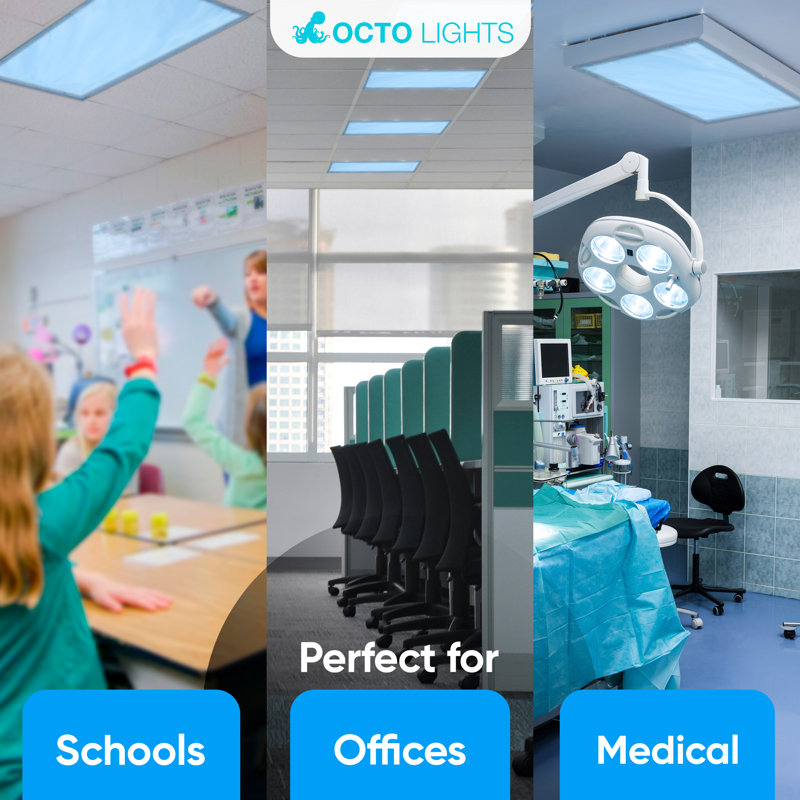 Fluorescent Light Covers For Ceiling Lights - Magnetic Classroom Light Filters - Tranquil Blue