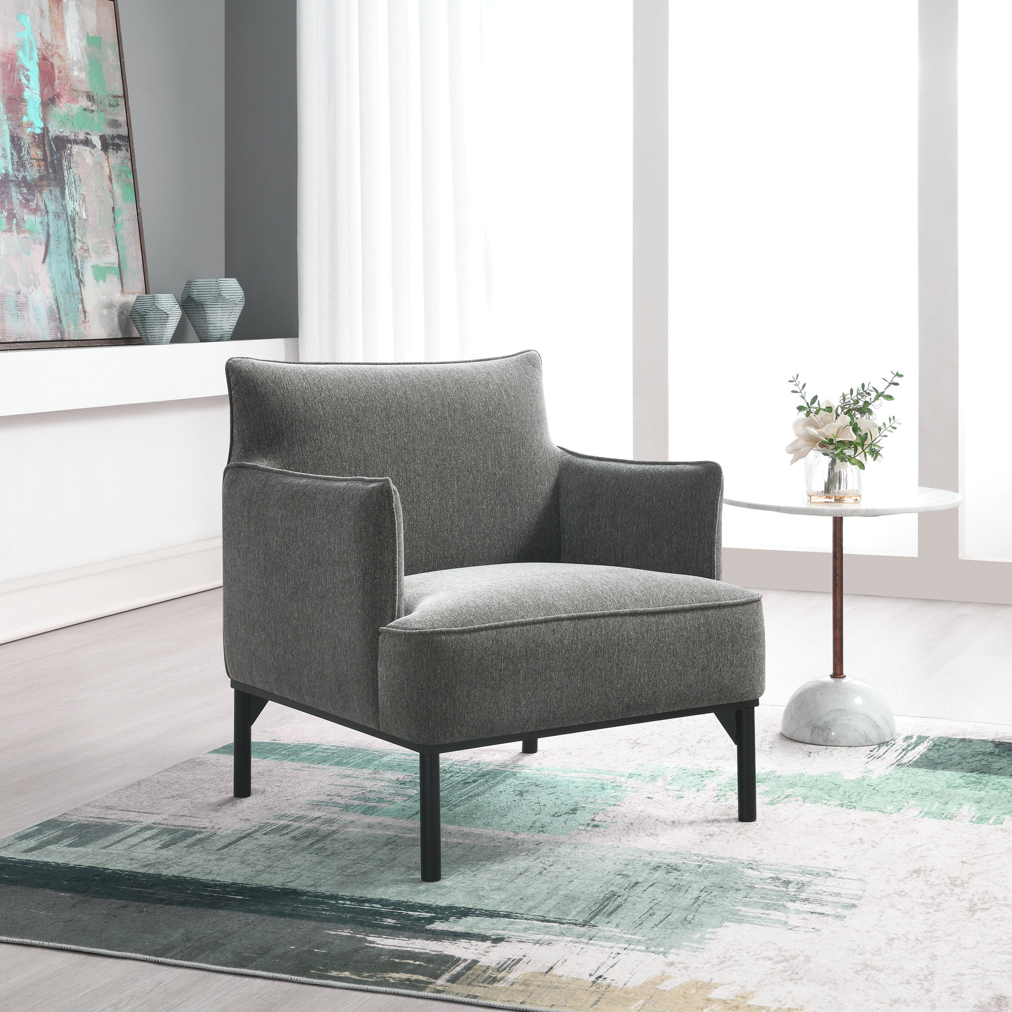 Upholstered Armchair, Gray 100% Polyester