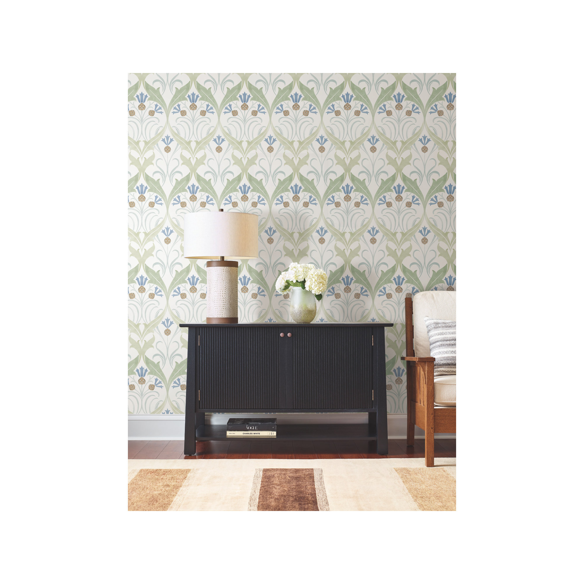 Harmon Floral Wallpaper, Green/Blue