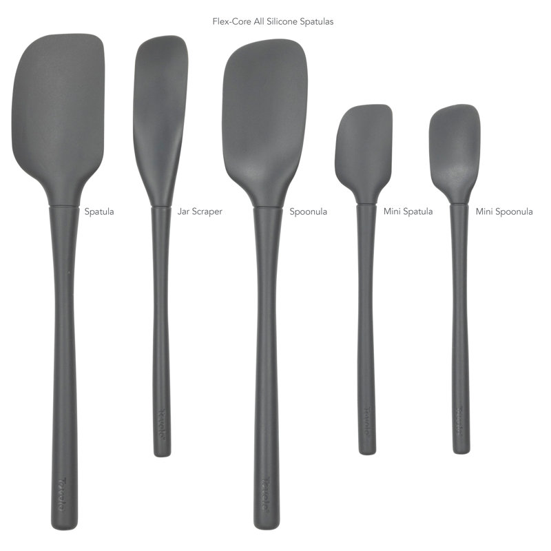 Ensemble 5 pièces de spatules à poignée en silicone Flex-Core, Gris anthracite