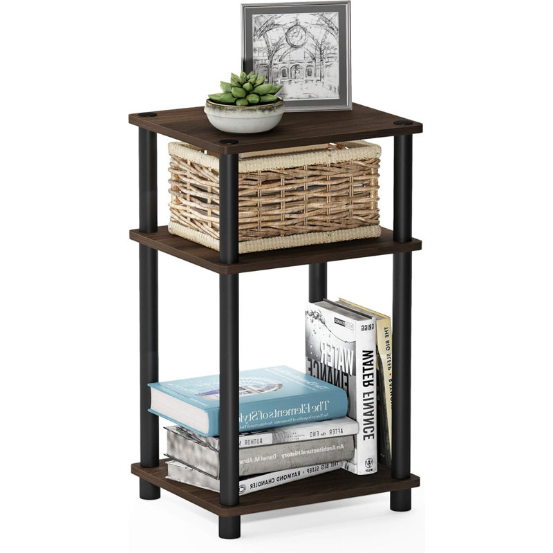JUST 3-Tier Side Table With Open Shelves In Columbia Walnut