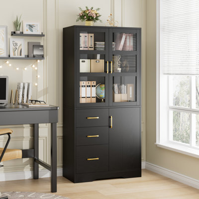 67.5" H x 30.7" W Standard Bookcase With File Drawer