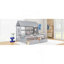 Lit plateforme simple avec deux tiroirs pour lits partagés pour garçon et fille, combinaison de 2 lits simples côte à côte, gris