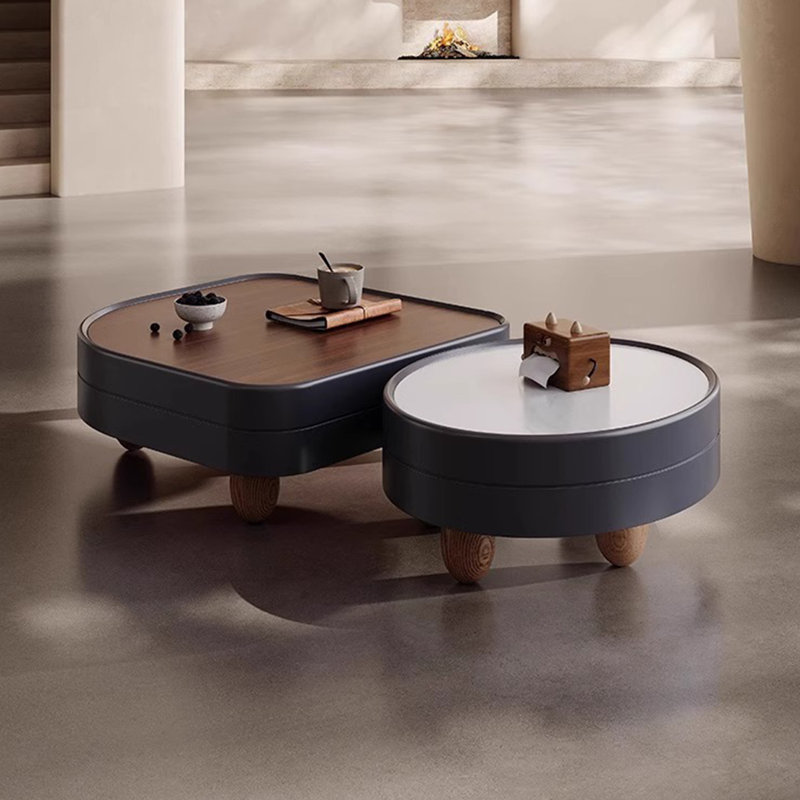 Table basse moderne avec pierre et bois