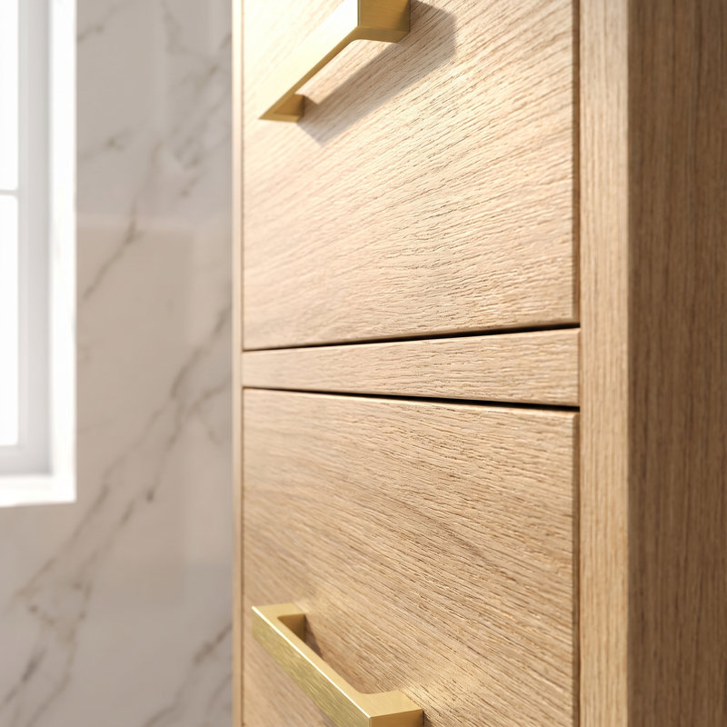 Meuble-lavabo 48 po avec rangement abondant | 11 tiroirs et 2 portes à fermeture en douceur, plateau en résine et armoire en panneau de fibres à densité moyenne, style transitionnel pour salle de bain principale