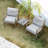 Seehill Aluminum Patio Furniture Set, 3 Pieces Outdoor Patio Bistro Set With Washable Thick Cushions, All Weather Patio Conversation Set With Coffee Table For Porch, Balcony, Lawn, Limed Oak