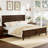 Mid-Century Modern Solid Wood Platform Bed with Cross-patterned Headboard-612561342-612561343