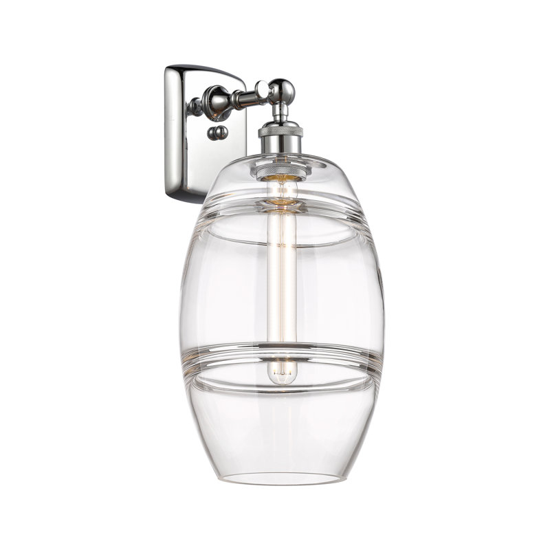 Applique murale en acier Bettylou, Chrome poli, H 10,88 po x l 8 po x P 8,13 po, Transparent
