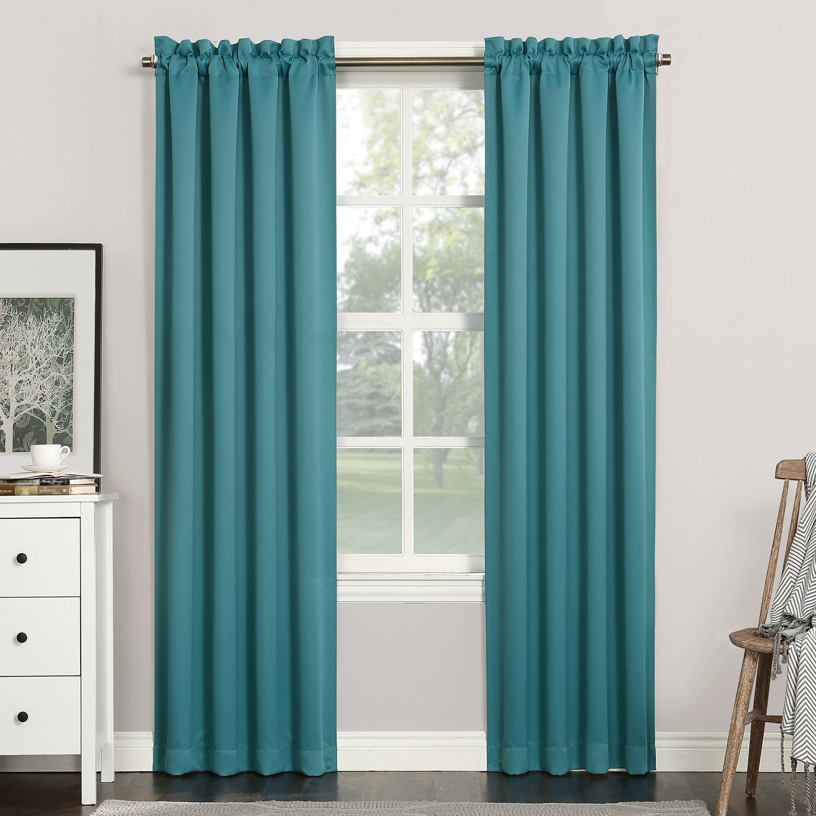  Thermal Blackout Rod Pocket Curtain Panel, Marine, 40" W x 95" L
