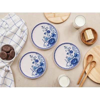 Blue and White Dessert Plate Set (6 Pieces), 7.6 x 7.6 x 0.8 inches | 100% Ceramic, Dishwasher & Microwave Safe | Elegant Design for Serving Desserts, Cakes, and Appetizers, Perfect for Entertaining and Everyday Use