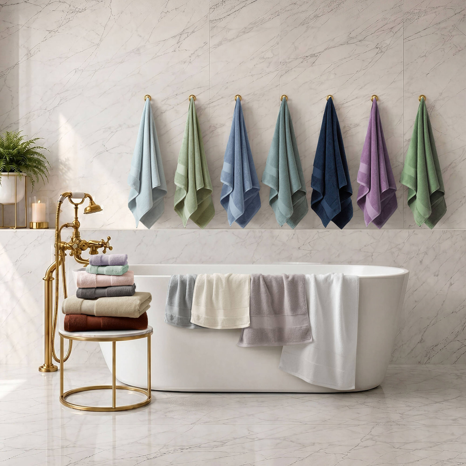 Turkish Cotton Quick-Dry Towel Set, Gray, 6 Piece Towel Set
