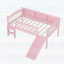 Lit mezzanine simple avec tablettes de rangement, lit mezzanine inférieur en bois massif avec lumières DEL et garde-corps pleine longueur, aucun sommier tapissier requis, rose-454536017-454536019