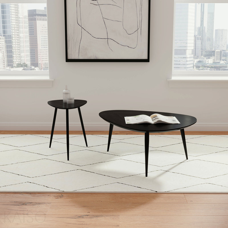 Table de bout triangulaire noire en bois massif