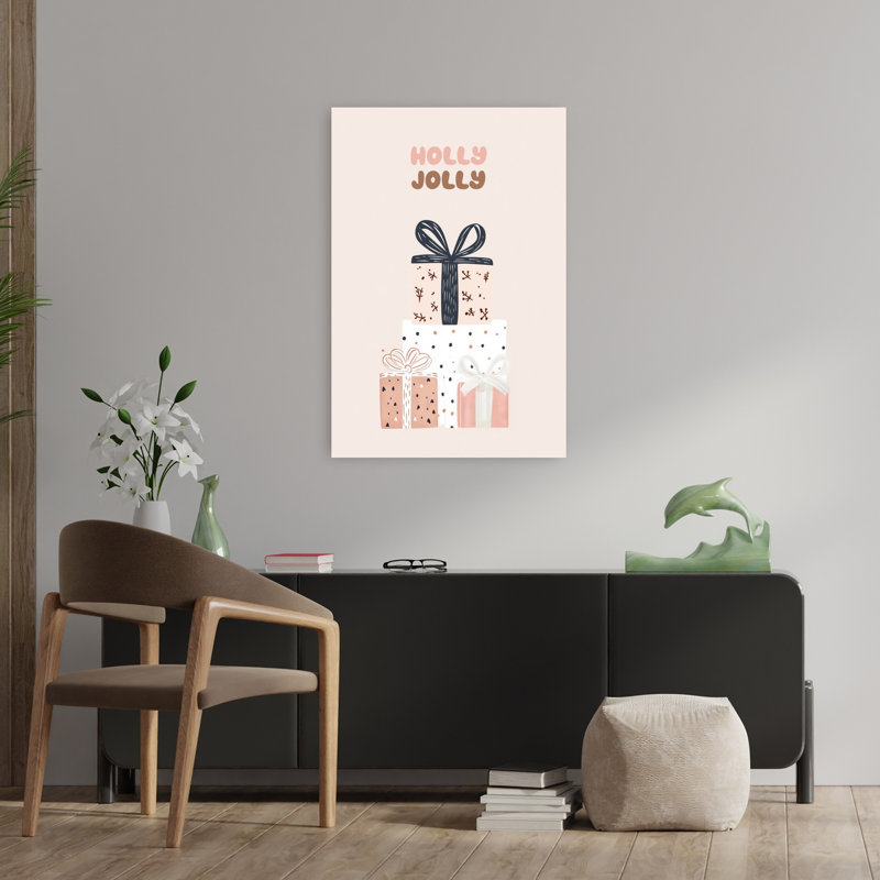 Holly Jolly Gifts Abstract Contemporary Winter Wall Art Print by Mathieu - Wrapped Canvas Print, 91.44cm H x 60.96cm W