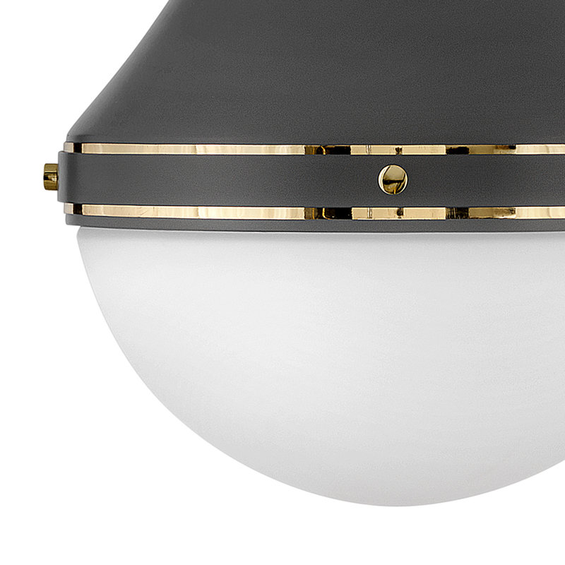 Oliver Adjustable Pendant Light w/ Etched Opal Glass, Dark Matte Gray, 21.25" H x 14.25" W x 14.25" D