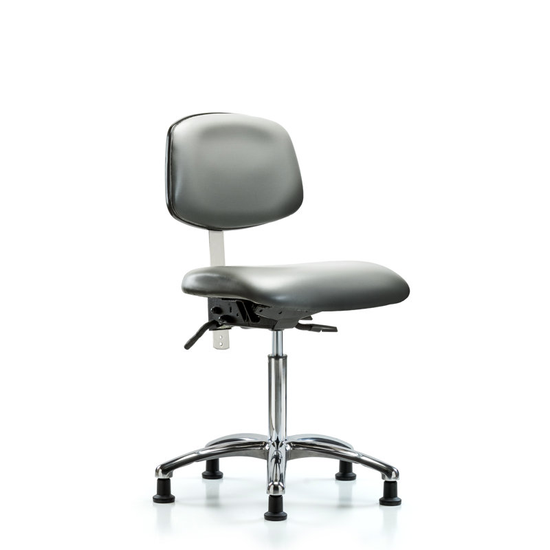 Dilann Vinyl Task Chair, Glides, Silver