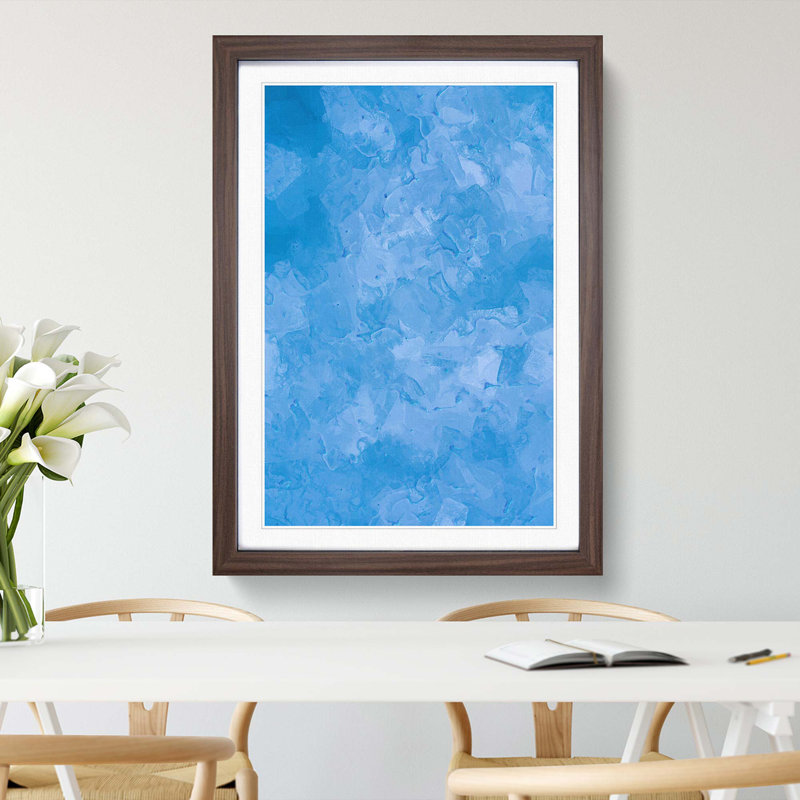 Blue Skies in Abstract - Picture Frame Painting Print, 36cm H x 27cm W x 2cm D, Walnut Framed