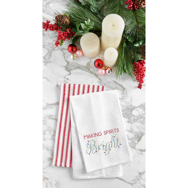 Making Spirits Bright Waffle Weave Kitchen Towel