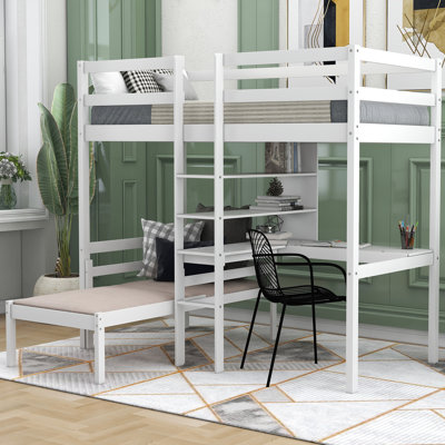 Lit mezzanine simple avec bureau intégré Jadaan par Harriet Bee