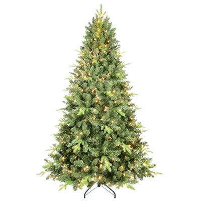6FT Pre-Lit Christmas Tree with 350 UL Warm Lights, 1339 PE+PVC Tips, Hinged Branches for Easy Setup, and Sturdy Metal Stand