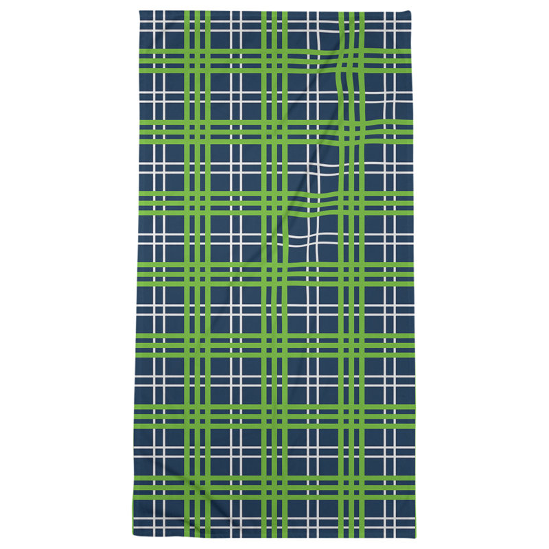 Serviette de plage de luxe Seattle football, Mélange polyester-coton, Bleu marine université / blanc / vert action