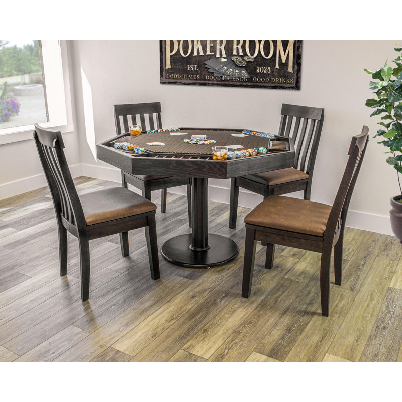 Mocha Oak 48'' Octagonal Poker Table with Cup Holders