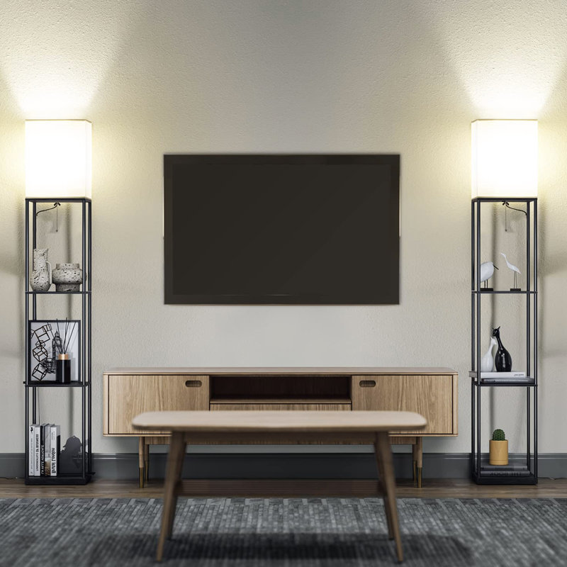 Lampe sur pied avec tablettes, lampe carrée moderne, lampe d'angle pour salon et chambre à coucher, décoration intérieure