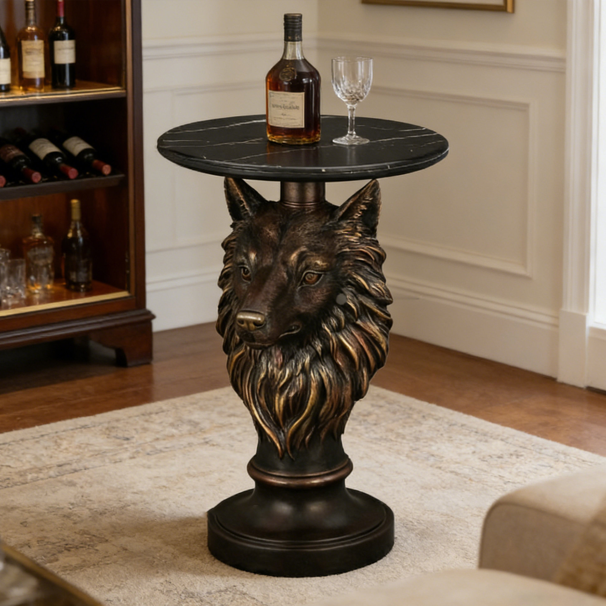 Tucker Murphy Pet™ Wolf Head Accent Table Animal Statue End Tables ...