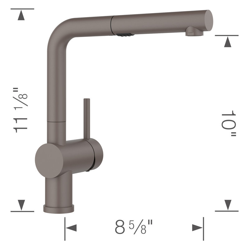 Linus Low Arc Pull-Out Dual-Spray Kitchen Faucet, Volcano Gray