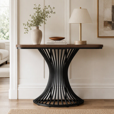 Console de 39 pouces, table d'appoint avec base géométrique en métal